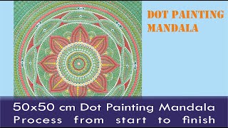 Dot painting mandala 40x40 cm Acrylic Painting Process from beginning to end [upl. by Eirameinna625]