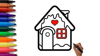 Learn how to drawing snow House easy drawing for kids and toddlers [upl. by Kenward]