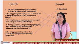 GRADE 8 FILIPINO Q3 WEEK 1  MGA POPULAR NA BABASAHIN AT PAGBIBIGAY KAHULUGAN SA MGA LINGO NG GINAGA [upl. by Uticas646]