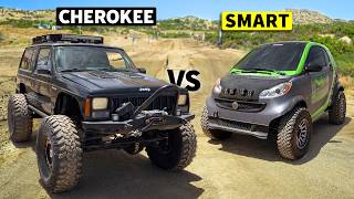 OffRoad Recovery Jeep XJ vs Lifted Smart Car  THIS vs THAT OffRoad [upl. by Chipman]