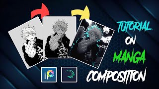 Manga Composition Tutorial Ibis Paint amp Alight Motion mangamangaeditedit [upl. by Ardnusal]