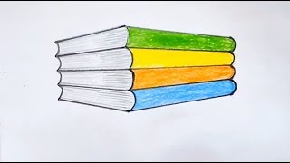 How to Draw a Stack of Books  Drawing for Beginner [upl. by Janith]