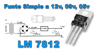 Fuente Simple a 12v 09v 05v con LM7812 regulador de voltaje con Puente de Diodos y Capacitor [upl. by Janeva]