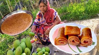 গ্ৰাম্য পদ্ধতিতে খুব সহজেই কাঁচা আমের আমসত্ত্ব বানানোর পদ্ধতি। Raw mango papad। popi kitchen [upl. by Pius]