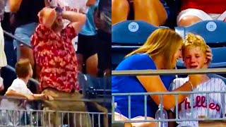 Dad Drops Schwarber Home Run Ball Devastated Son so They Got a Free Ball  Phillies vs Dodgers [upl. by Nnairam]