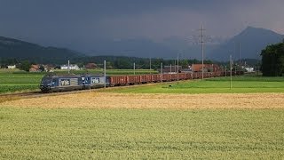 Lötschberg am Limit  Umleiterverkehr DB Autoreisezug in Spiez [upl. by Brennen]