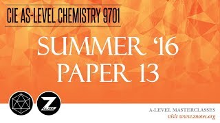 CIE AS Chemistry 9701  S16 P13  Solved Past Paper [upl. by Neyud84]