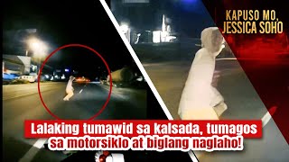 Lalaking tumawid sa kalsada tumagos sa motorsiklo at biglang naglaho  Kapuso Mo Jessica Soho [upl. by Hara689]