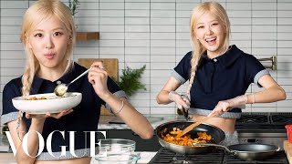 Rosé Cooks Kimchi Fried Rice Dinner  Now Serving  Vogue [upl. by Notsla]