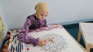 Uzbekistan Suzani embroidery workshop [upl. by Lyrradal]