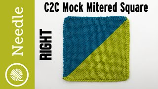 Knit C2C Mock Mitered Square  Bicolor Right handed [upl. by Rodmur]