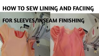 INSEAM FINISHING HOW TO SEW LINING AND FACING FOR SLEEVES [upl. by Kenaz]