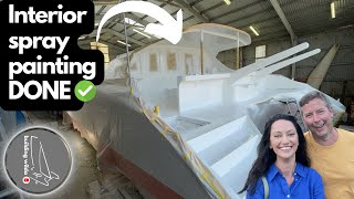 AMAZING Interior BOAT spray painting S03E16 Building Wilda  Catamaran Build  Restoration  Refit [upl. by Nostrebor83]