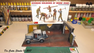 MINIART DIORAMA WITH FARM WALL WITH TAKOM HANOMAG SS100 AND FIGURES [upl. by Ujawernalo]