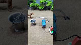 Mini motor water pump science project mini tractor making cow water bathed  307 [upl. by Carr372]