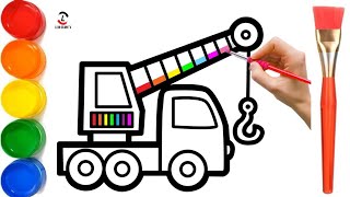 How to Draw crane drawing Painting and Coloring for Kids amp Toddlers  Draw Paint and Learn [upl. by Aihsatal]