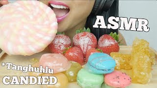 ASMR CANDIED TANGHULU HONEYCOMB MOCHI MACARON STRAWBERRY CRACKLING SOUNDS NO TALKING  SASASMR [upl. by Klarrisa]