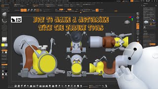 how to make motorbike in ZBrush hard surface modeling [upl. by Fiore605]