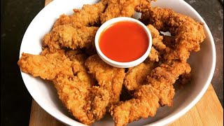 THE BEST HOMEMADE CRISPY CHICKEN STRIPS  EASY CHICKEN TENDERS [upl. by Bunde]