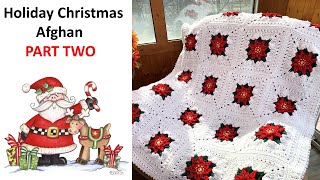 Holiday Christmas Afghan PART 2  Putting Blocks together and Border Tutorial MakeitPremier [upl. by Eanerb609]