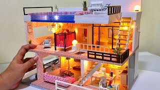 5 DIY Miniature Dollhouse Rooms 3Storey Mansion Dreamhouse [upl. by Maxi]