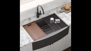 Ruvati Stainless Steel farmhouse Kitchen Sink in black [upl. by Ahtennek199]