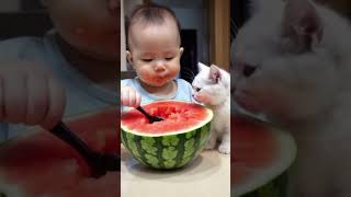 Baby is eating watermelon [upl. by Mozes]