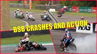 Thruxton BSB Crashes and Action Including Andrew Irwin Huge Crash [upl. by Donall250]