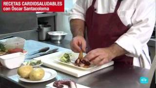 Recetas Cardiosaludables Policlínica Gipuzkoa  Pulpo asado con muselina de patata picante [upl. by Yadsnil]