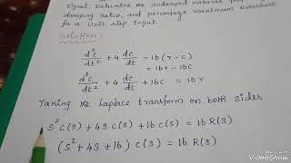 How to find natural frequency damping ratio and Peak overshoot from differential equation [upl. by Eiffe]