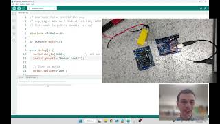 Arduino Robot 1 Plugging in the motor shield uploading MotorTest [upl. by Eerased]