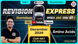 Revision Express 01  Amino Acids  Biochemistry  Virendra Singh  CSIR Dec 2024  GATE  DBT [upl. by Hnaht]