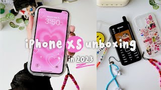 ✨ iPhone XS unboxing in 2023 silver  accessories ✨ [upl. by Allenad420]