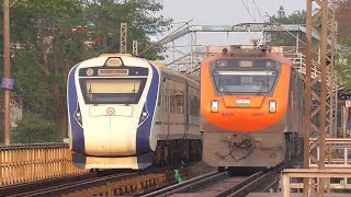 130 Kmph PushPull WAP5 Amrit Bharat Exp over Khirai River Bridge Vande Bharat ShatabdiFalaknuma [upl. by Queen289]