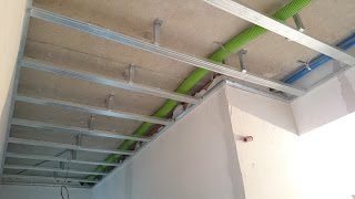 монтаж гипсокартона ровный потолок с гипсовым карнизом Plasterboard Ceiling [upl. by Christel]