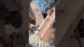 Curved tenon cutting process for wooden columns [upl. by Esyak449]