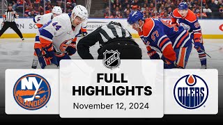 NHL Highlights  Islanders vs Oilers  November 12 2024 [upl. by Wilsey]