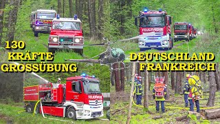 FEUERWEHREN AUS DEUTSCHLAND amp FRANKREICH 130 KRÄFTE  WALDBRANDÜBUNG  HUBSCHRAUBER  GERMERSHEIM [upl. by Amilb]