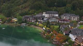 Camera showing a luxury resort on the shore of Fuschlsee lake in the Austrian Alps Colorful [upl. by Bywoods]