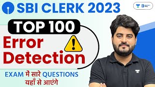 SBI Clerk 2023  English Top 100 Error Detection Questions  English by Vishal Parihar [upl. by Thar689]