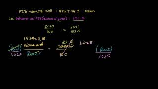 Ejemplo de cálculo del PIB real con un deflactor [upl. by Nowad]