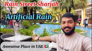 Raining Sharjah Beat the summer heat  Zawaya Walk Rain Street Sharjah  Family Vlog [upl. by Rrats]