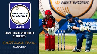 🔴 European Cricket League 2024  Championship Week Day 4  Cartama Oval Spain  T10 Live Cricket [upl. by Anirehtac671]