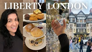 AFTERNOON TEA AT LUXURY LONDON DEPARTMENT STORE LIBERTY WITH A WALK THROUGH THE CHRISTMAS SHOP ETC [upl. by Obelia]