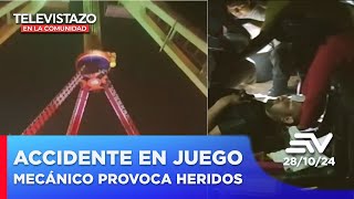 Accidente en juego mecánico provocó más de 10 heridos  Televistazo en la Comunidad [upl. by Atsirak]