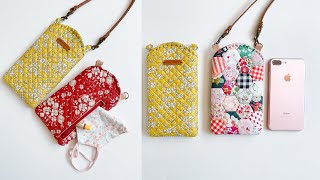 How to sew Slim Phone Crossbody Bag  Smart Phone Case  Invisible Zipper Pocket [upl. by Sherar]