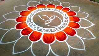 Diwali rangoli designsbeautiful big diyaangolidiwali 2024 diyamuggulucolourkolamNewyear rangoli [upl. by Vanhomrigh]