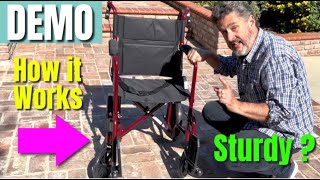 Medline Lightweight Transport Wheelchair with Handbrakes Folding Transport Chair for Adults Review [upl. by Jed319]