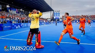 Netherlands mens field hockey HANGS ON through shootout vs Germany for gold  Paris Olympics [upl. by Ludmilla386]