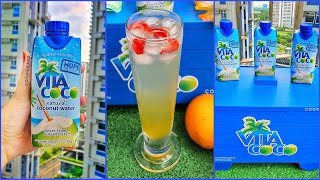 Strawberry Coconade vitacoco coconutwater recipevideo healthy [upl. by Ayekam798]